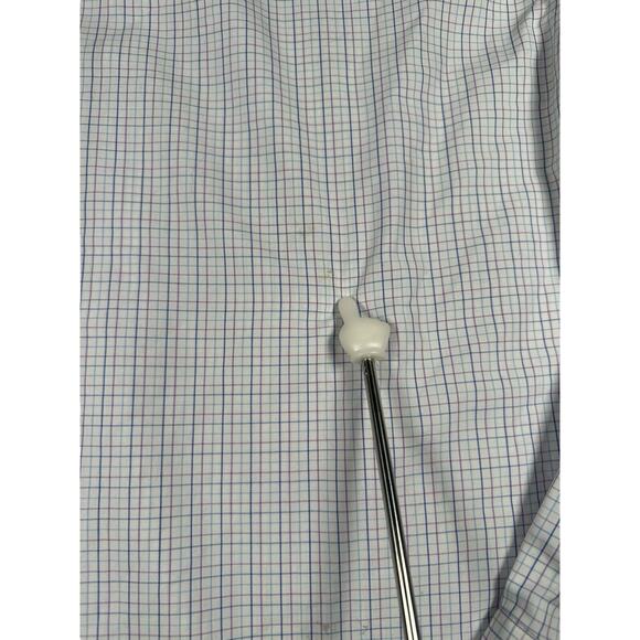 Untuckit Calo Slim Fit Button Up Sz L Wrinkle Free Blue Purple Check Long Sleeve - Picture 9 of 9